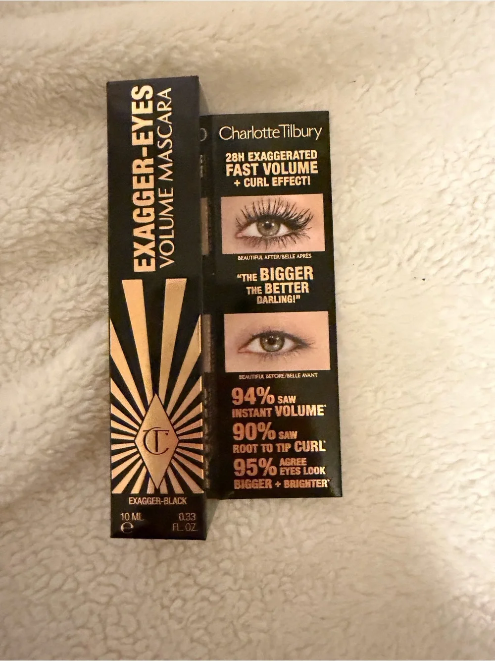 Charlotte Tilbury Exagger-Eyes Volume Mascara — Black & Gold Packaging